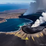 Home 19 아이슬란드 지진 위험 지역 - **Prompt:** A breathtaking aerial view of the Reykjanes Peninsula during an effusive volcanic erupti...