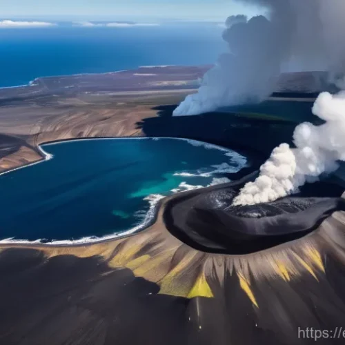 Home 31 아이슬란드 지진 위험 지역 - **Prompt:** A breathtaking aerial view of the Reykjanes Peninsula during an effusive volcanic erupti...
