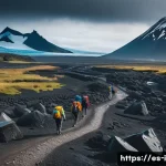 Home 18 아이슬란드 관광객 실종 사건 - A rugged Icelandic landscape featuring towering active volcanoes with smoke gently rising, vast glac...
