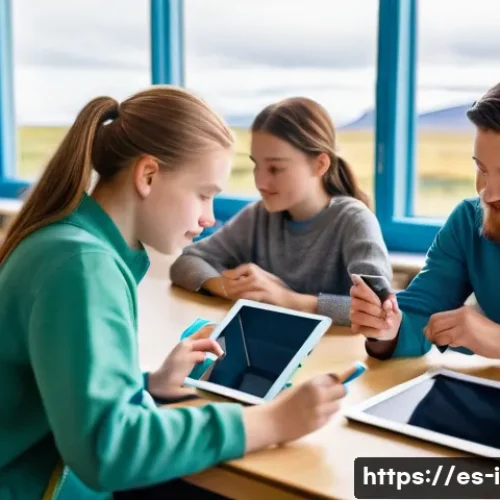 Home 29 아이슬란드 vs 핀란드 교육 제도 - A bright, modern Icelandic classroom scene showing diverse students engaged in creative, flexible le...